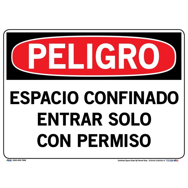 Vinyl Label Sign, 10-1/2" Height, 14-1/2" Width, Vinyl Label, Rectangle, Spanish